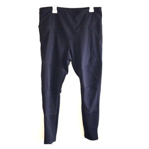 Black 7/8 Length Ribbed Panel Leggings